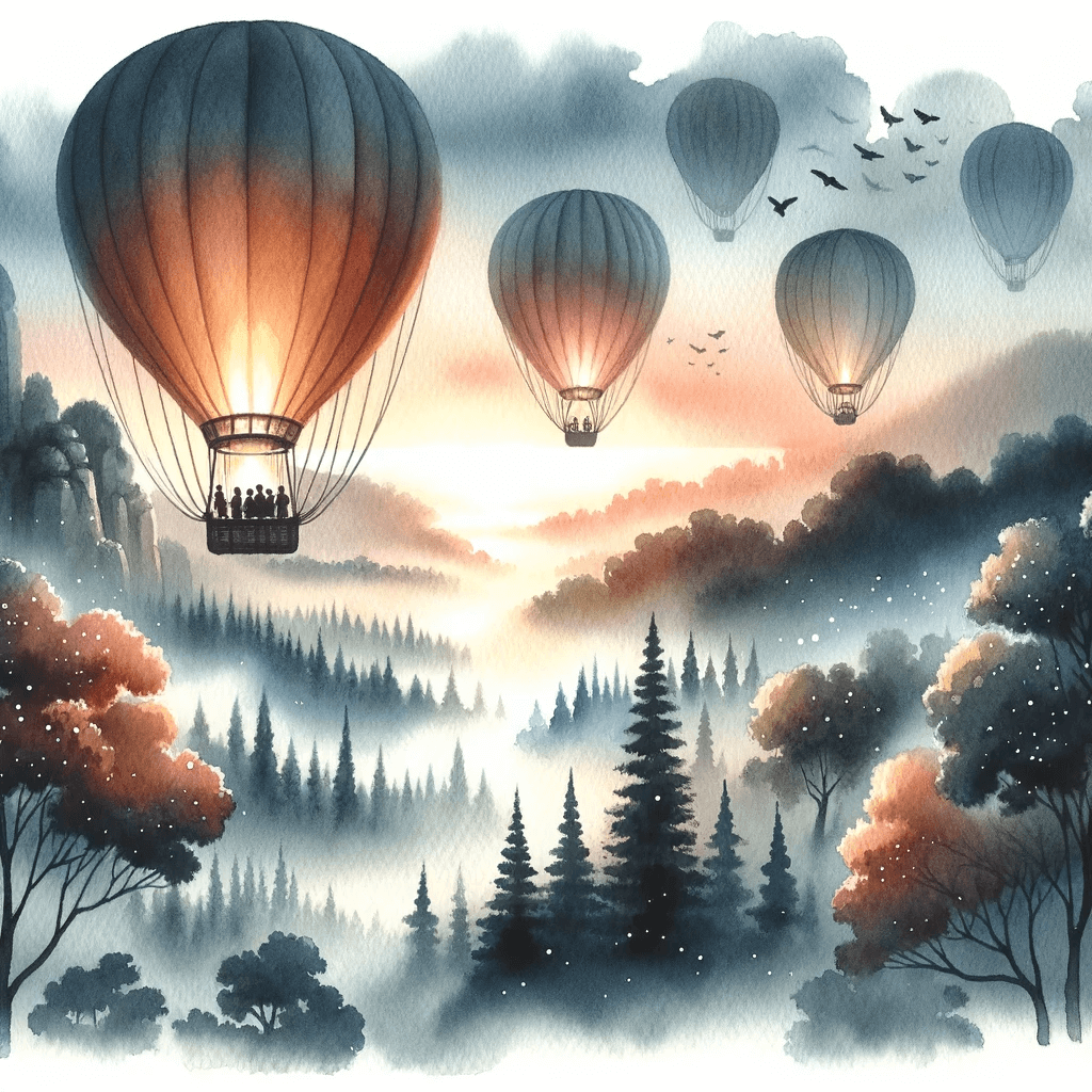 40+ Watercolor Style Hot Air Balloon Illustrations &amp; Prints